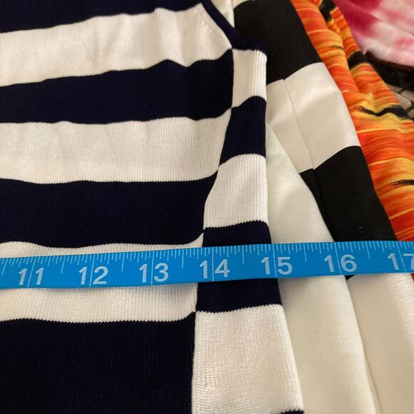 Theory Dress Womens Sz L Navy Blue White‎ Striped Knit Sleeveless Sheath Sweater - Picture 9 of 9